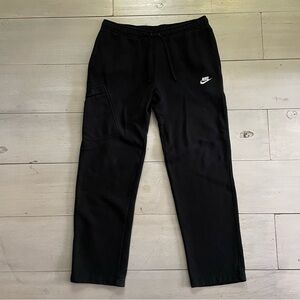 Nike Men’s Vtg Black Straight Leg Sweatpants Size L Asymmetrical Pocket w/ Snap